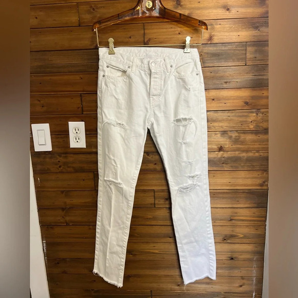 John Elliot Womans distressed raw hemmed skinny jeans color white size 26 - Picture 1 of 8